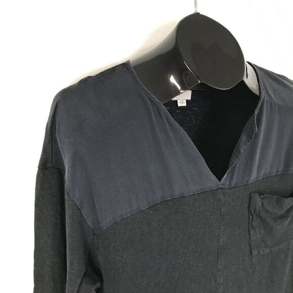 Anthropologie Postmark Linen Silk Pocket Tee Women's Size Small Black 9-H15 STCL - Picture 4 of 10